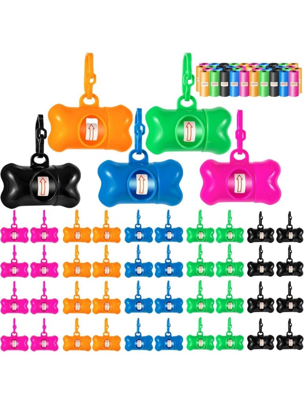 40 Pack Bone Shaped Poop Bags with Dispenser | Pet Waste Disposal Bags - Random